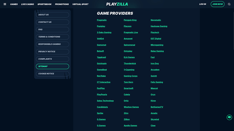 Playzilla Casino — Games by studio