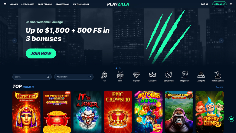 Playzilla Casino — Homepage