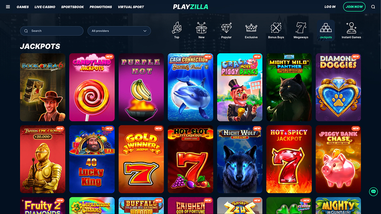 Playzilla Casino — Jackpot games
