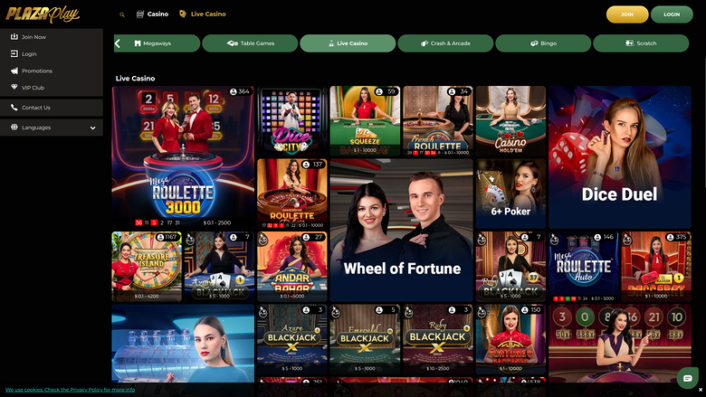 PlazaPlay Casino — Live dealer lobby