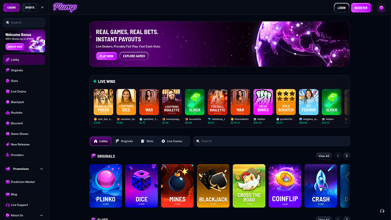 Plump Casino — Games lobby