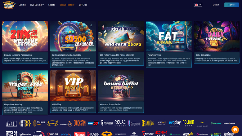 Pokies2Go Casino — Promotions page