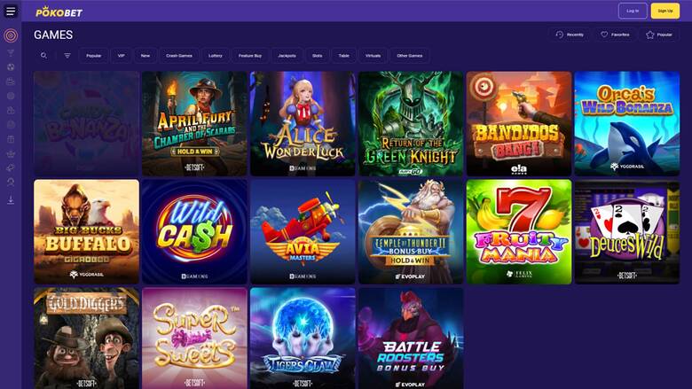 PokoBet Casino — Games lobby
