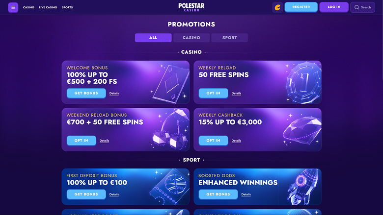 Polestar Casino — Promotions page