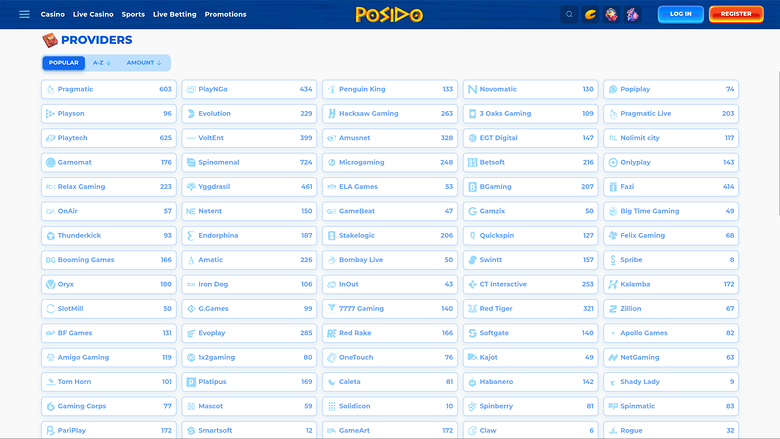 Posido Casino — Games by studio