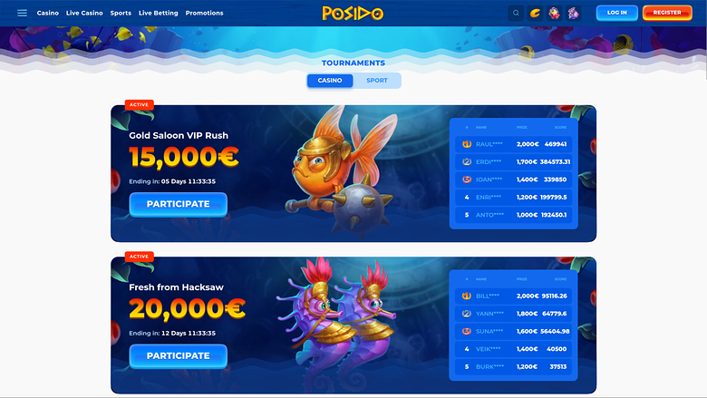 Posido Casino — Tournaments