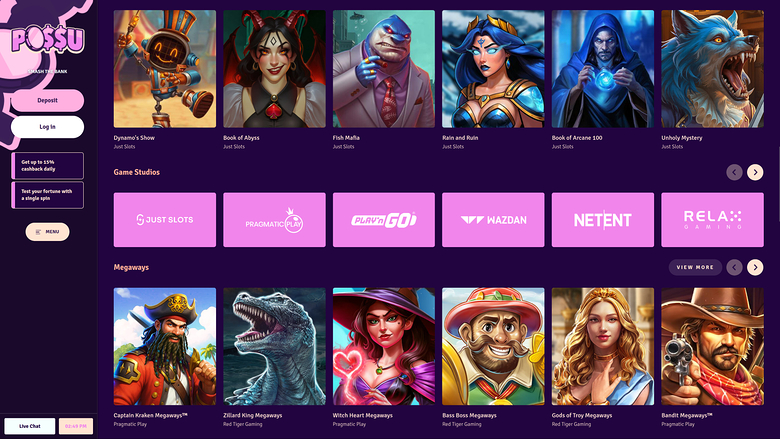 Possu Casino — Games by studio