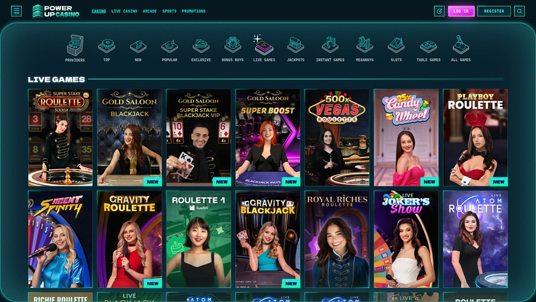 PowerUp Casino — Live dealer lobby