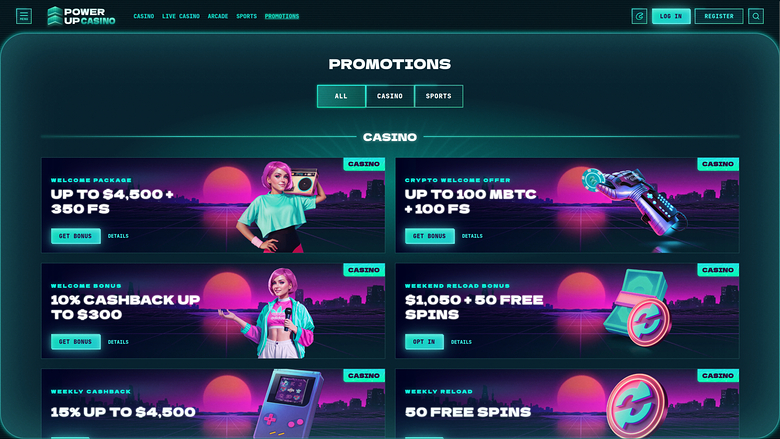 PowerUp Casino — Promotions page
