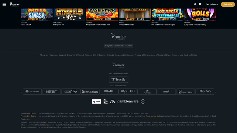 Premier Live Casino — Games by studio