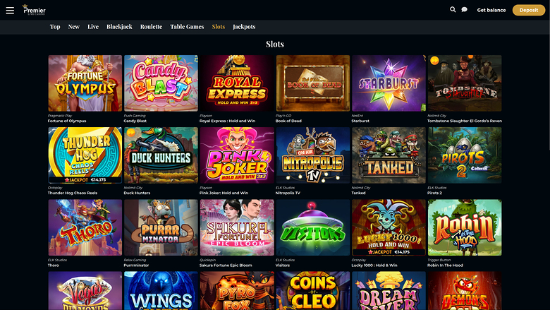 Premier Live Casino — Games lobby