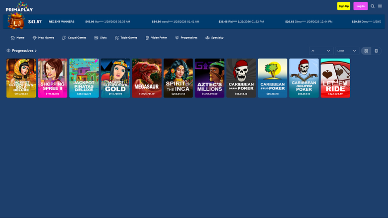 PrimaPlay Casino — Jackpot games