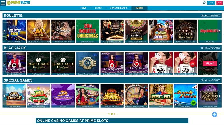 Prime Slots — Live dealer lobby