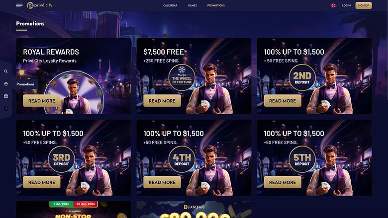 Prive City Casino — Promotions page