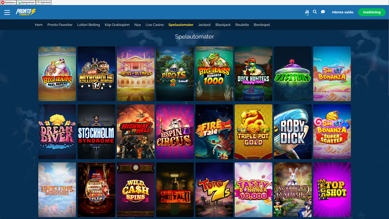 Pronto Casino — Games lobby