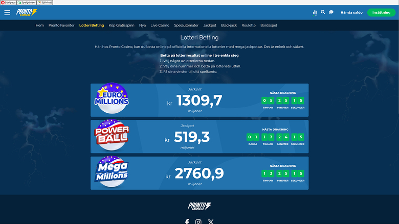 Pronto Casino — Lottery