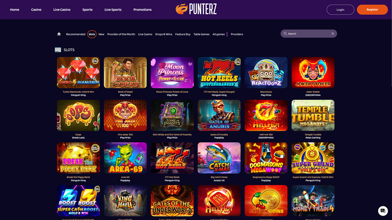 Punterz Casino — Games lobby