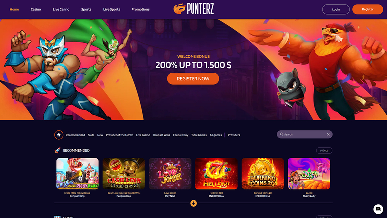 Punterz Casino — Homepage