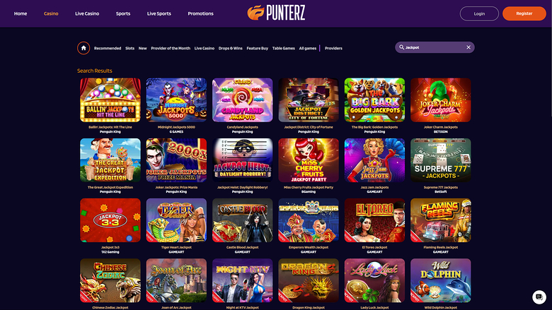 Punterz Casino — Jackpot games