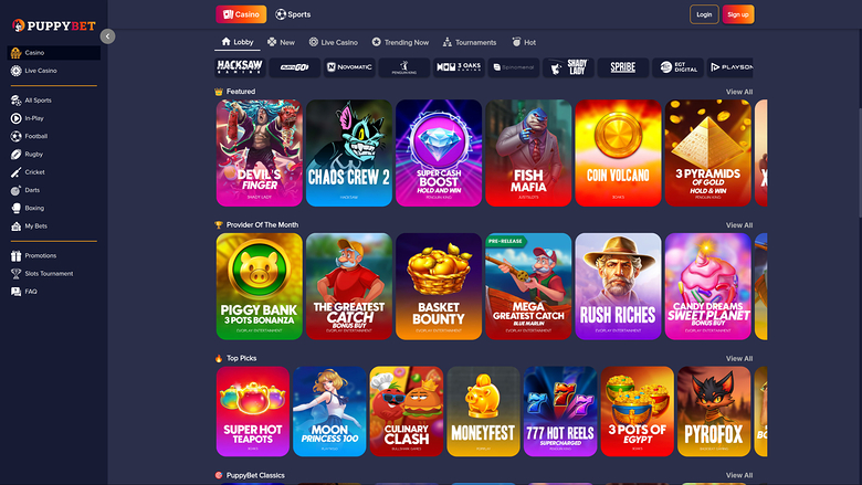 PuppyBet Casino — Games lobby