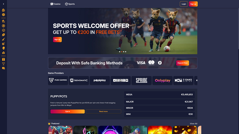 PuppyBet Casino — Homepage
