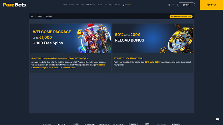 PureBets Casino — Promotions page