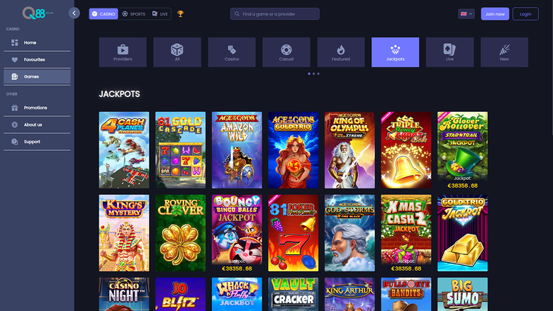 Q88bets — Jackpot games