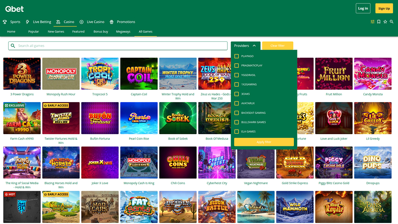 Qbet Casino — Games by studio