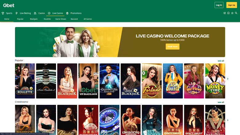 Qbet Casino — Live dealer lobby