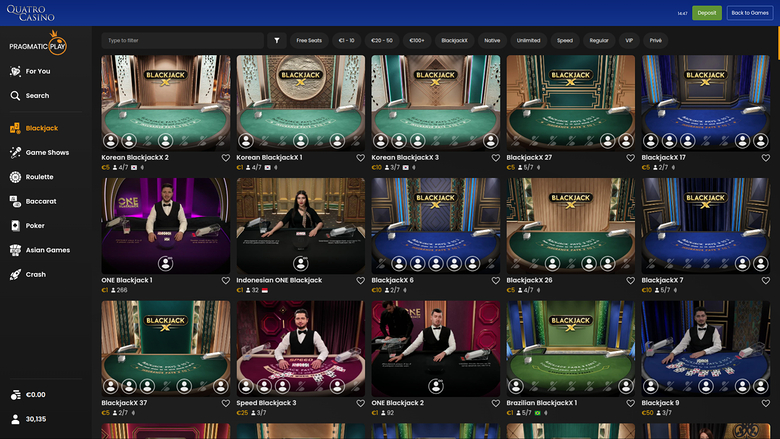 Quatro Casino — Live dealer lobby