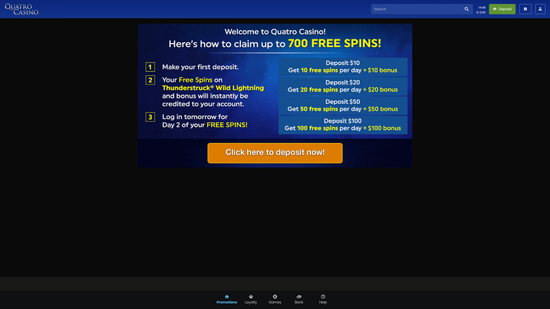 Quatro Casino — Promotions page