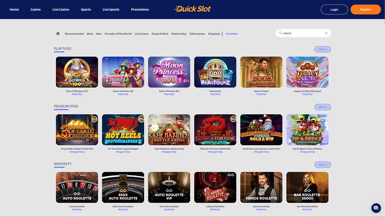 QuickSlot Casino — Games by studio