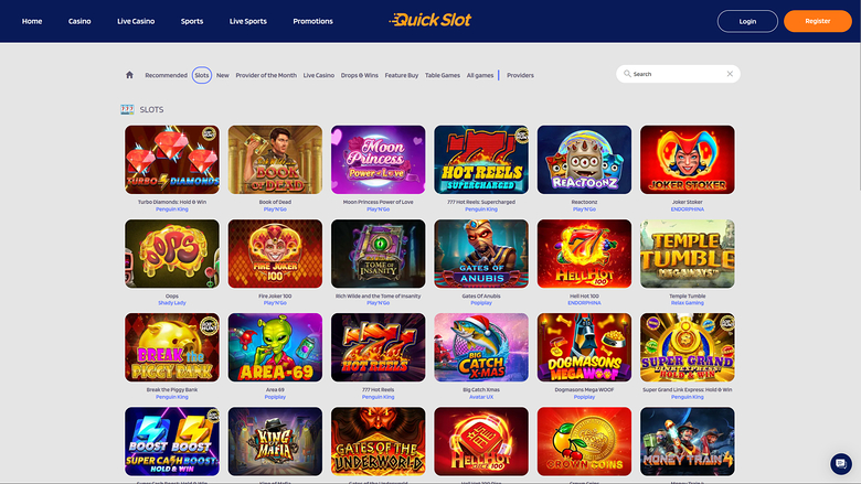 QuickSlot Casino — Games lobby