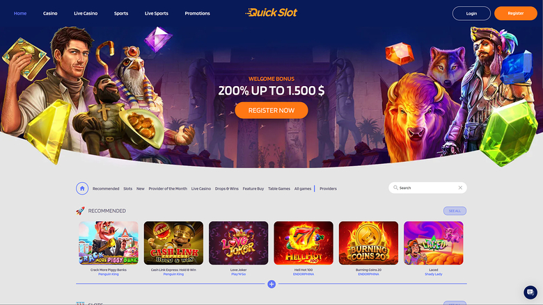 QuickSlot Casino — Homepage