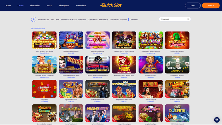 QuickSlot Casino — Jackpot games