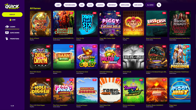 Quickspinner Casino — Games lobby