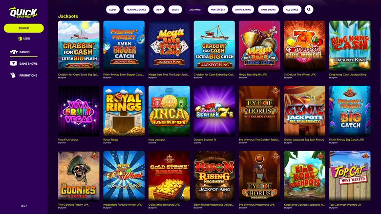 Quickspinner Casino — Jackpot games