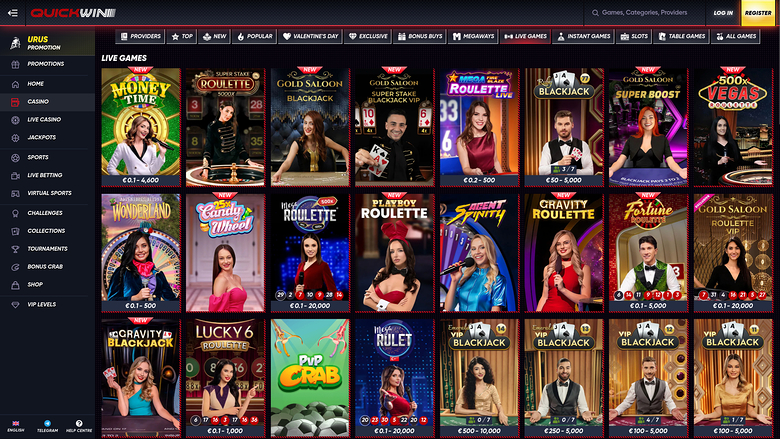Quickwin Casino — Live dealer lobby