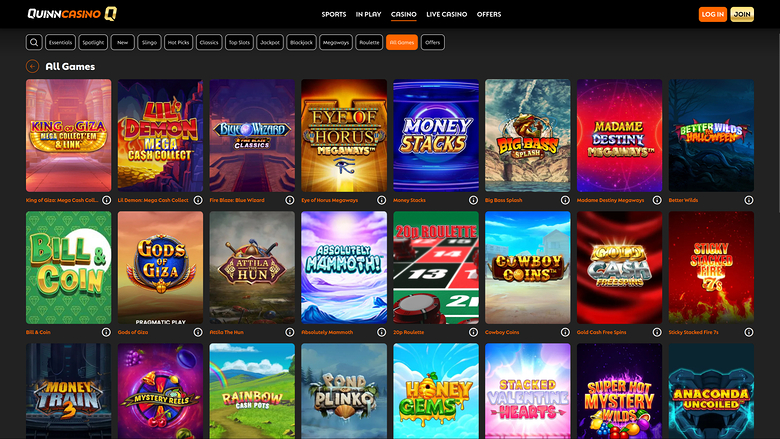 QuinnBet Casino — Games lobby