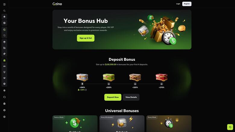 Qzino Casino — Promotions page