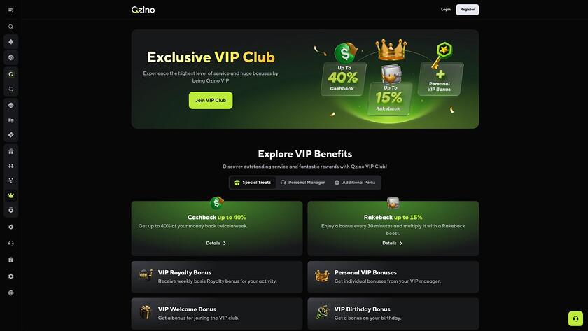 Qzino Casino — VIP section