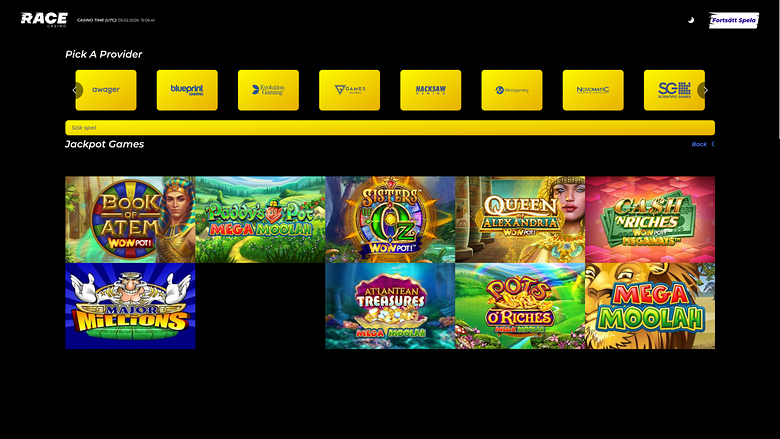 Race Casino — Jackpot games