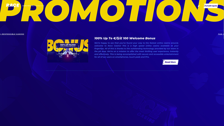 Race Casino — Promotions page