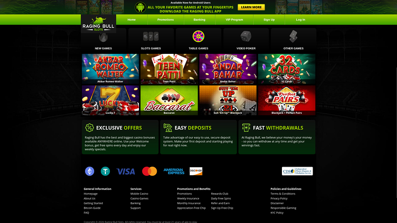 Raging Bull Casino — Games lobby