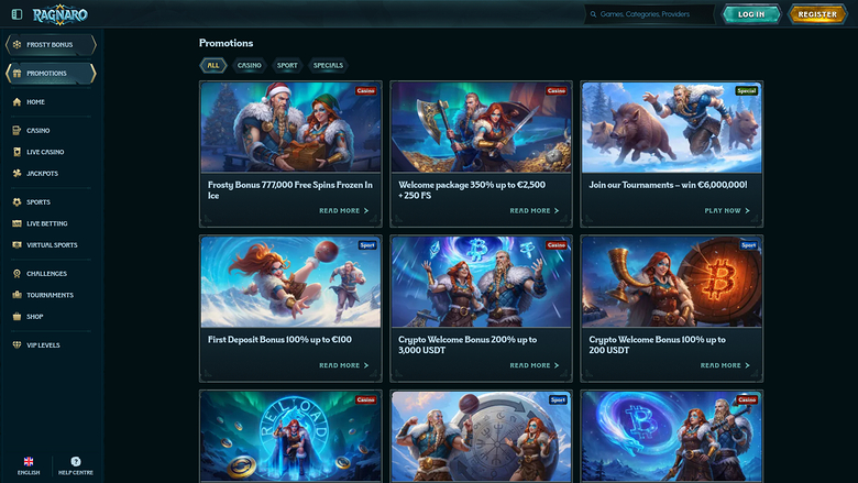 Ragnaro Casino — Promotions page