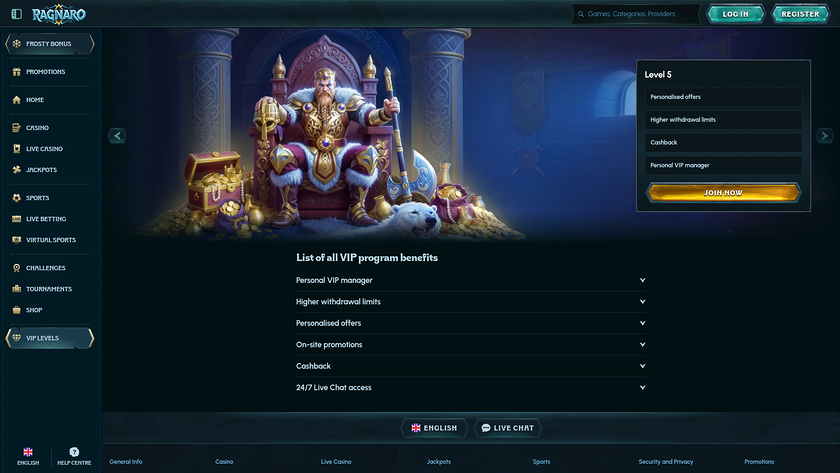Ragnaro Casino — VIP section
