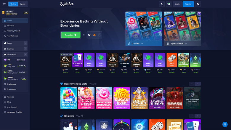 Rainbet Casino — Homepage