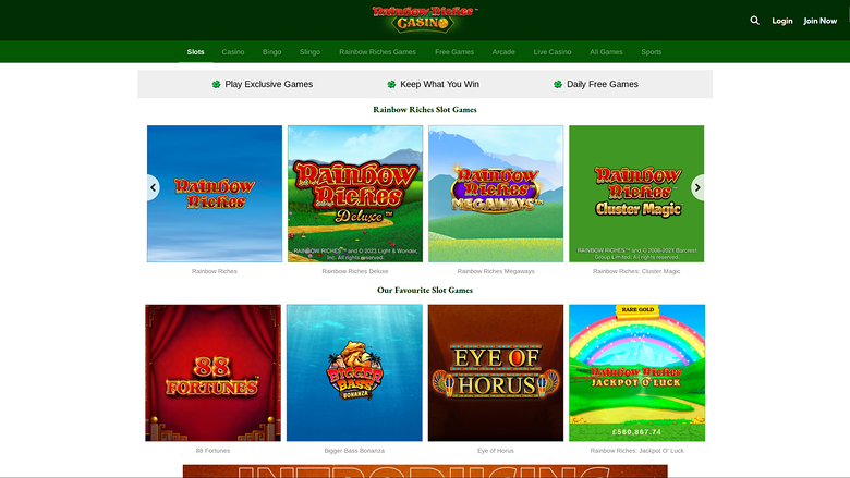 Rainbow Riches Casino — Games lobby