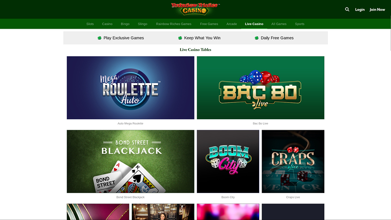 Rainbow Riches Casino — Live dealer lobby