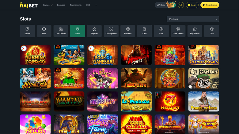 RajBet Casino — Games lobby